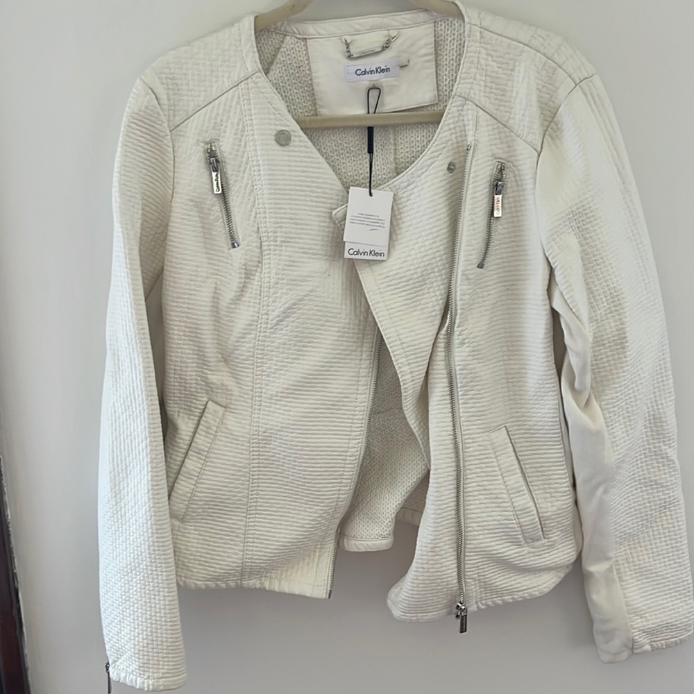 Calvin Klein White leather jacket